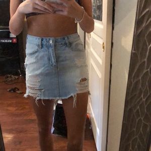 Hollister high wasted light wash skirt